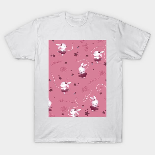 Magic moments with cute bunnies pink T-Shirt by Arch4Design